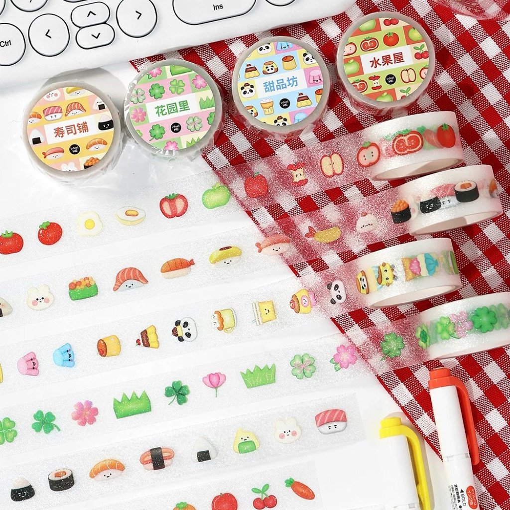 

sticker roll foodie clover tomato pudding panda dekorasi journal readystock B3330