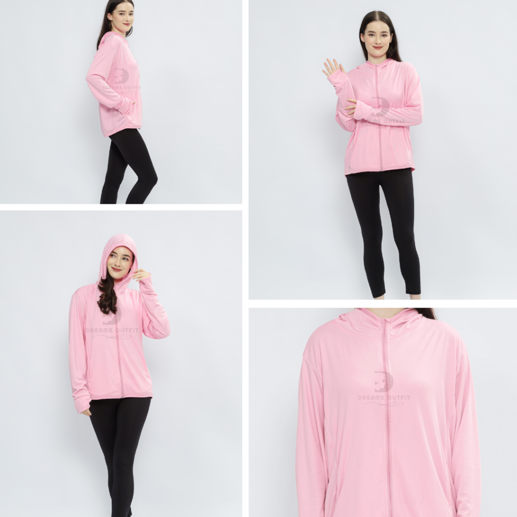 Dreams Outfit Hoodie Pink Jaket Anti UV Olahraga Jaket Olahraga Running Lari fitness pria Wanita