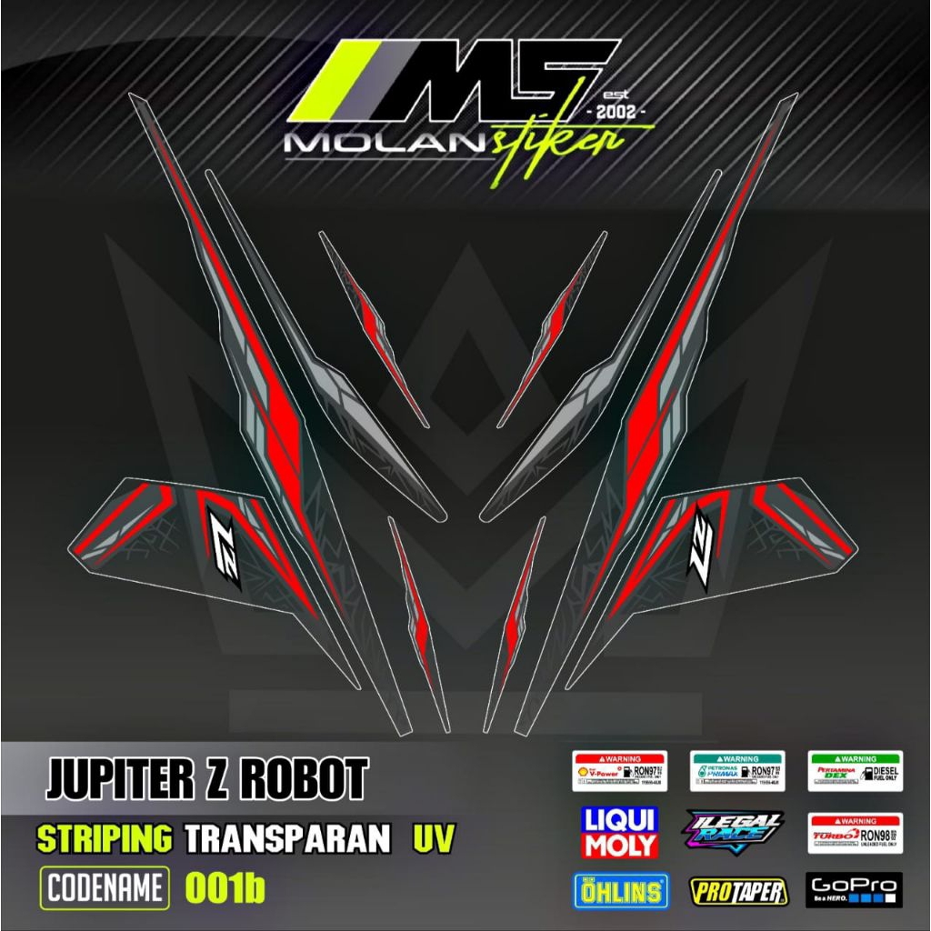 Decal Sticker Striping Variasi Transparan Uv Jupiter Z Robot 2010-2013 Lz 115 Lagenda Z Jupiter Rc D