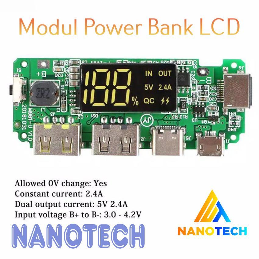 Modul Power Bank LCD Micro USB Type-C Lighting 5V 2.4A Quick Charger