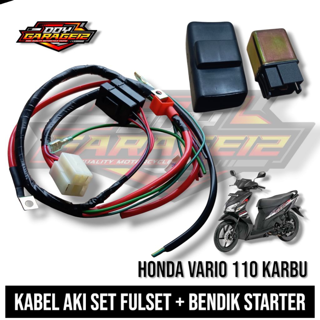 Kabel Accu Aki Set Fullset Honda Vario 110 Old Karbu Kabel aki+Bendik stater Vario Cw Kabel aki Set 