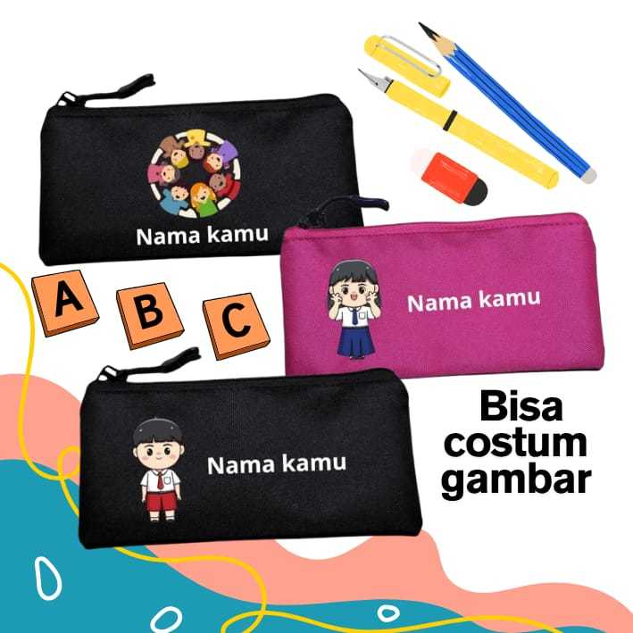 

Tempat Pensil Anak Laki Laki Perempuan Custom Gambar Free Nama
