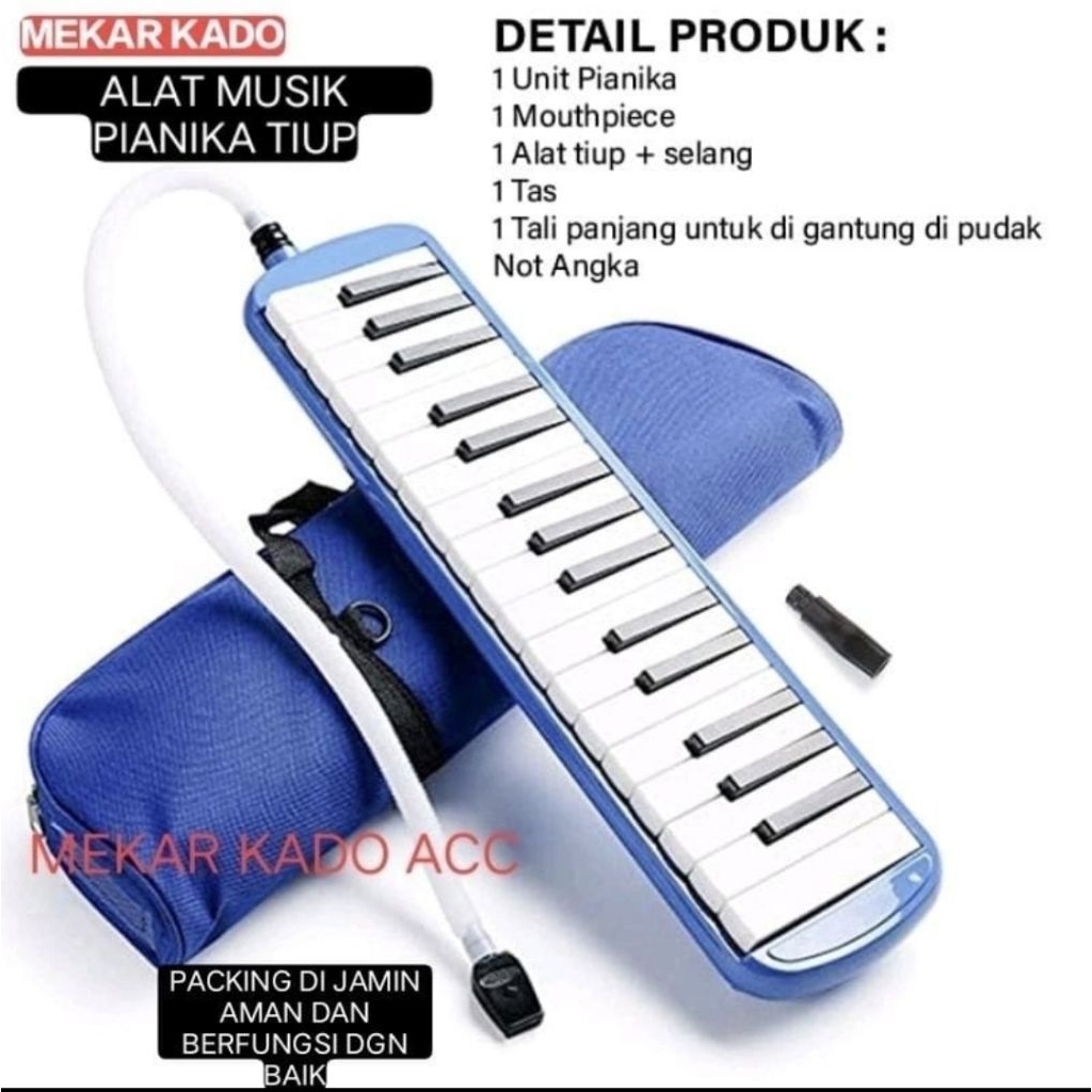 Pianika/Pianica Alat Musik Tiup Tersedia 2 warna Biru/ Pink/Hitam-Pianika anak sekolah