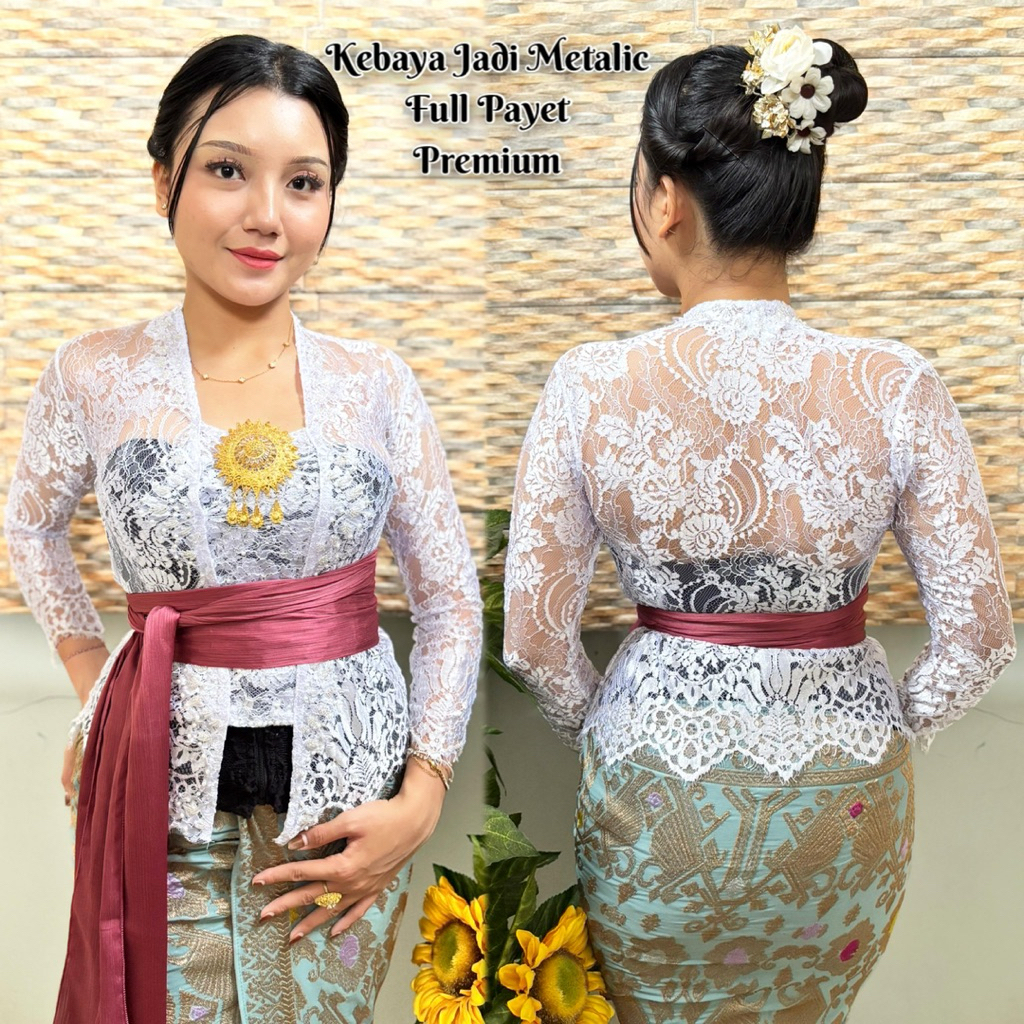 Kebaya Payet Brokat Metalik Premium | Kebaya Brokat Semi Prancis | Kebaya Payet | Kebaya Bali