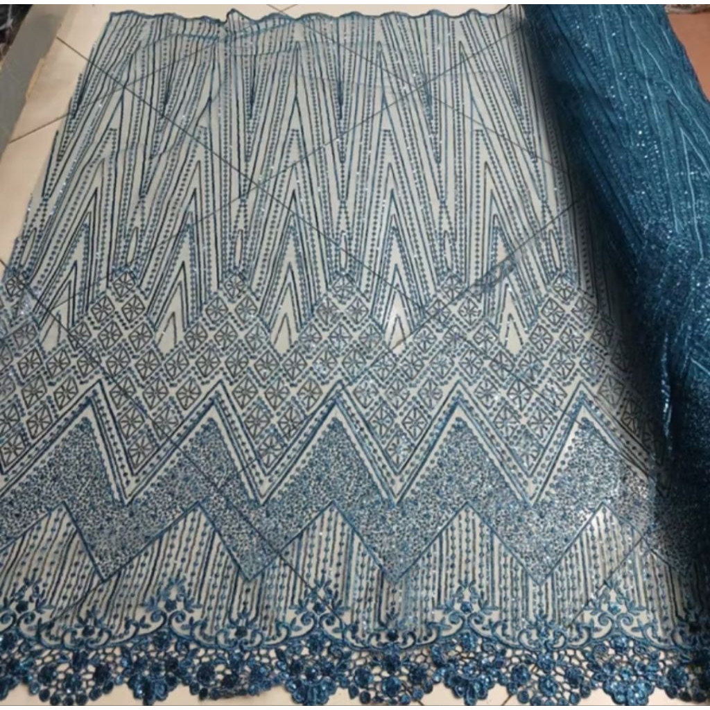 tile full Payet pinggiran tebal / bahan Tile bordir Payet bridesmaid premium