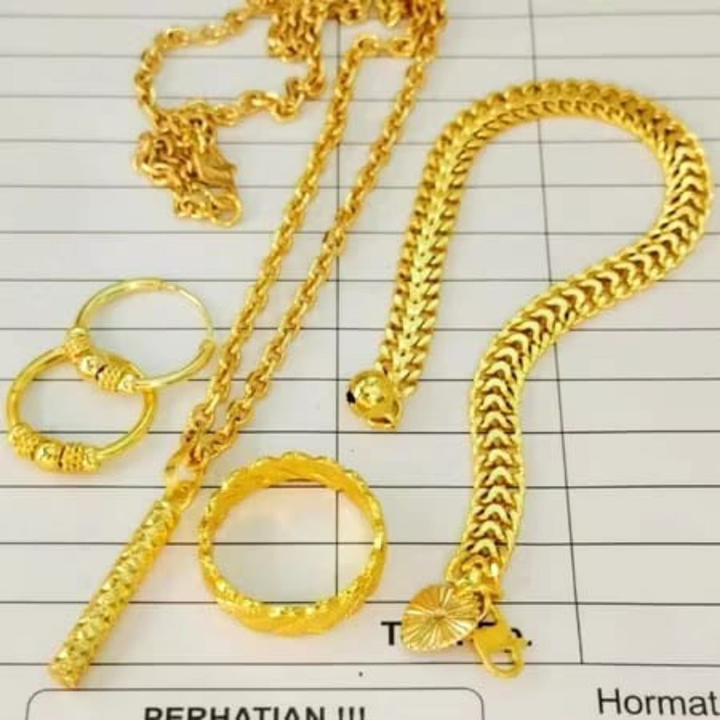 FELIZ - SET PERHIASAN WANITA LENGKAP GELANG KELABANG LAPIS EMAS23k
