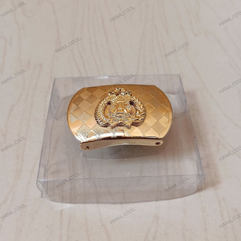 Kepala sabuk pdh polri kuningan motif logo timbul