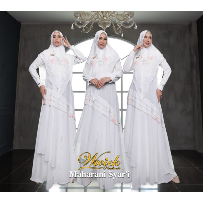 GAMIS / ABAYA CERUTY PUTIH MAHARANI SYARI by Wwiek Muslimah