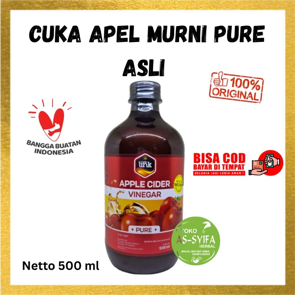 

Cuka Apel Cider Vinegar With Mother Pure Murni Link 500 ml Original Tanpa Campuran