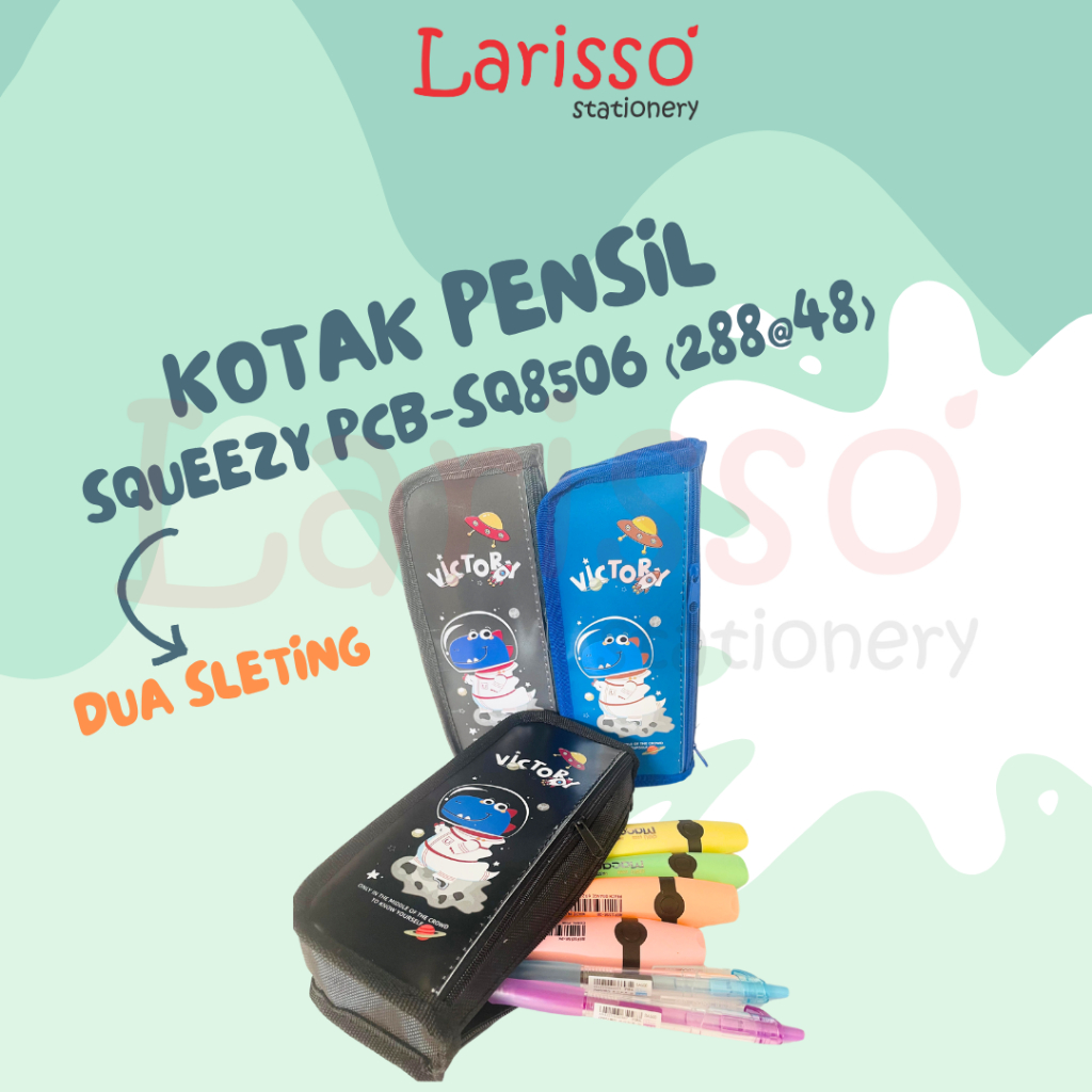 

SQUEEZY - (1pcs) Kotak Pensil/Pencil Case Kain Dual Sleting Squeezy PCB-SQ8506 - per pcs