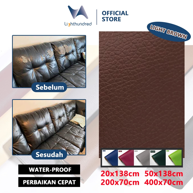 Lighthundred Sofa Kulit WARNA COKELAT MUDA Kulit Sofa Tempel Stiker Kulit Sofa Perekat Meteran