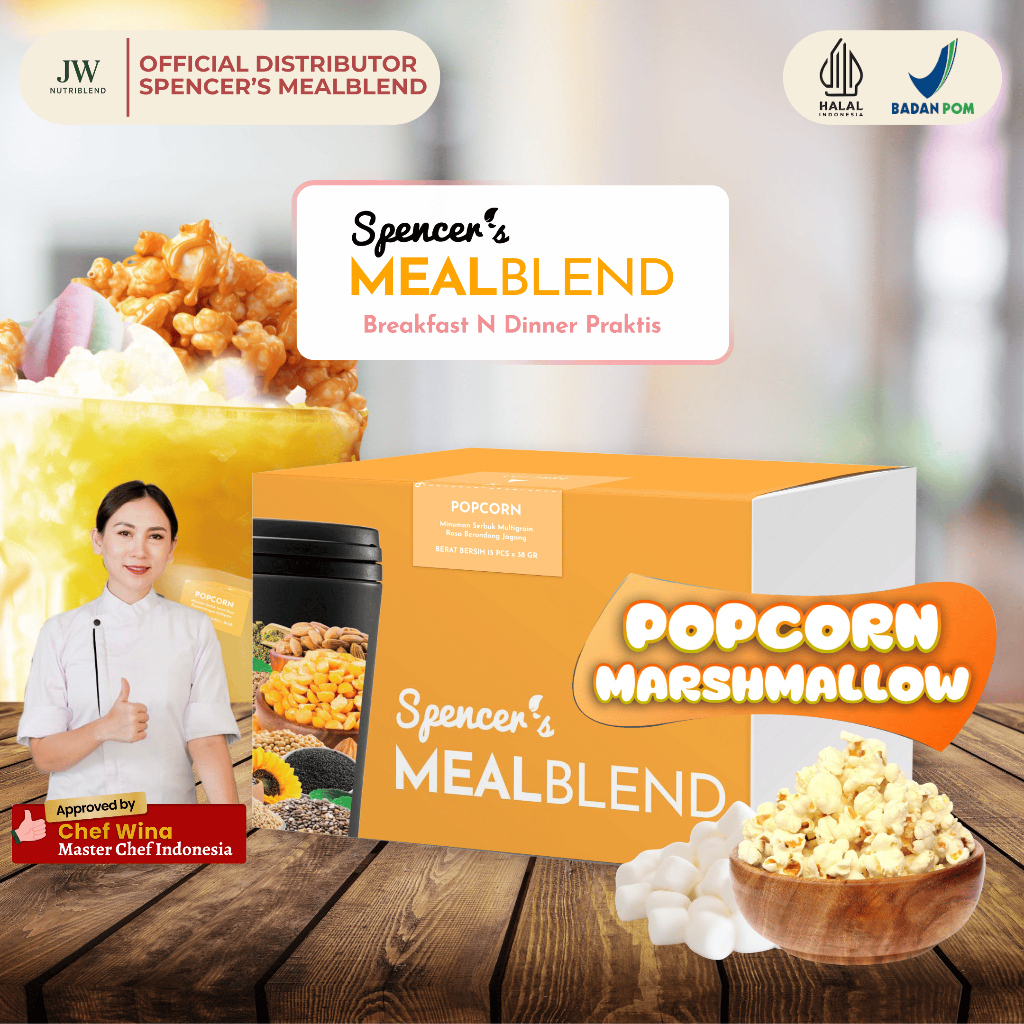 

Spencer's MealBlend Popcorn Marshmallow | Lengkapi Nutrisi Harian Alami Low Sugar High Protein