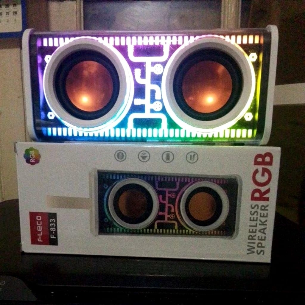 RGB Fleco F-833 Speaker Bluetooth Wireless Full Bass RGB Fleco F-833 Radio USB TF Card LED RGB