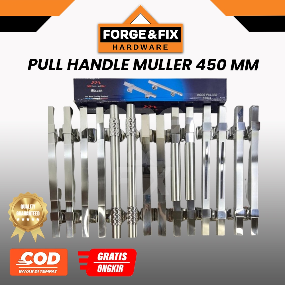[2PCS] MULLER Pull Handle Gagang Tarikan Pintu Kupu Tarung Stainless 450 MM