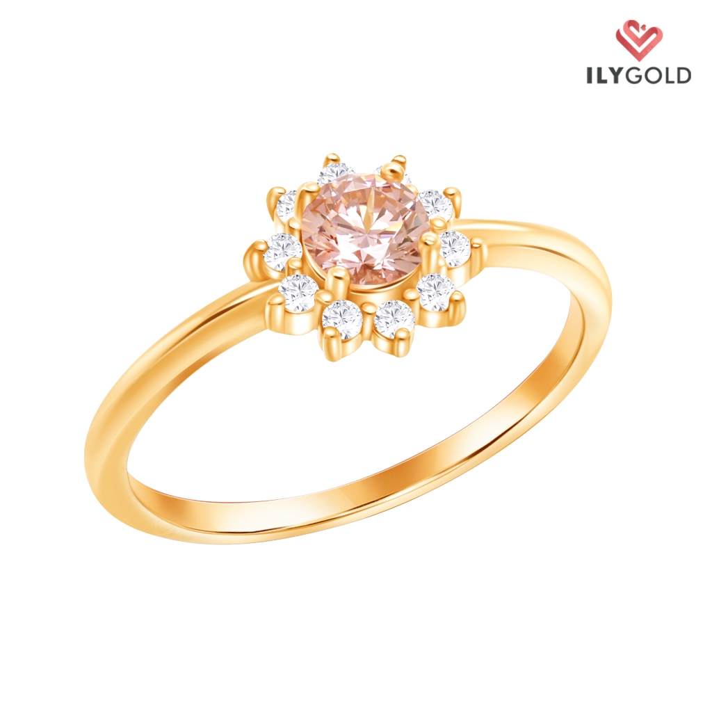 Cincin Size 13, 15 Emas Kadar 9K Model Permata Pink Bromo Collection Yellow Gold - ILY Gold