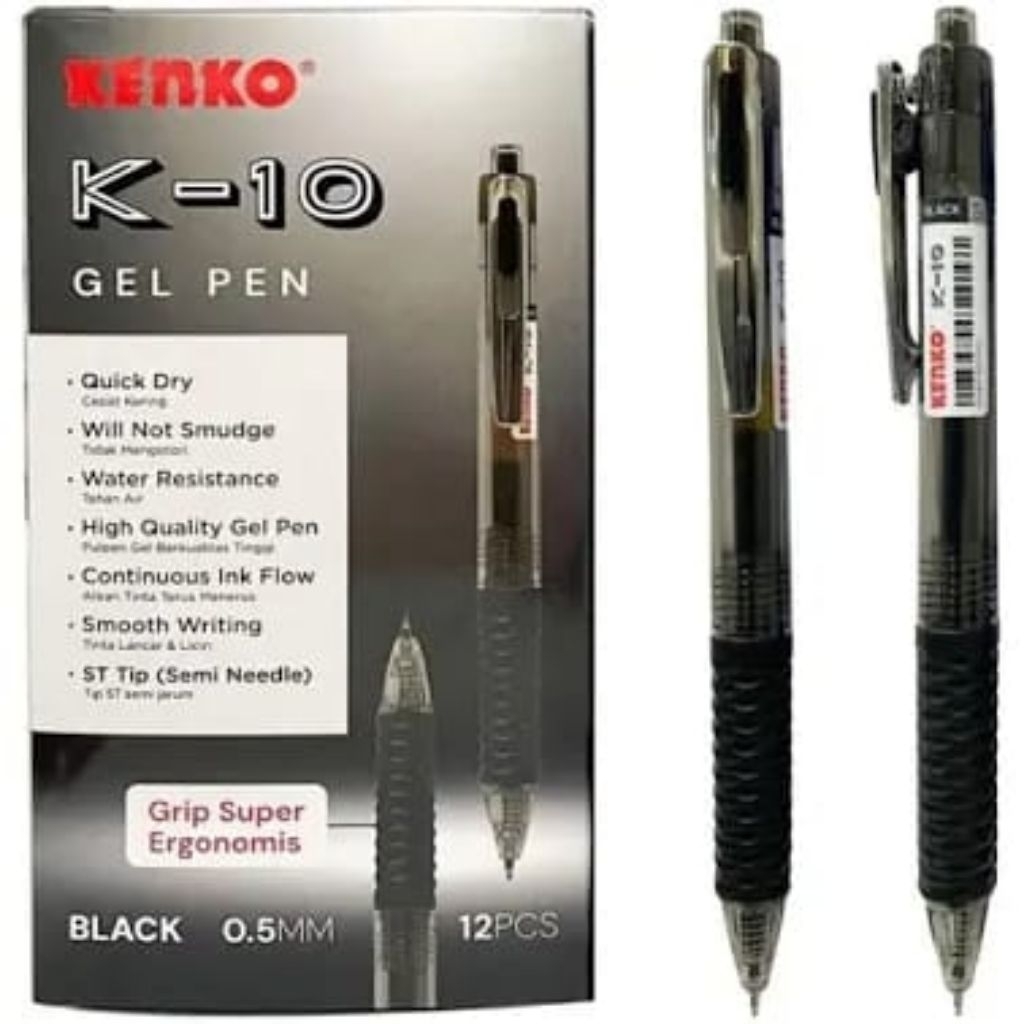

[PCS] BALLPOINT KENKO K-10 GELPEN 0.5MM / PENA KENKO GEL PEN 0.5MM K10 / PULPEN KENKO TINDIS