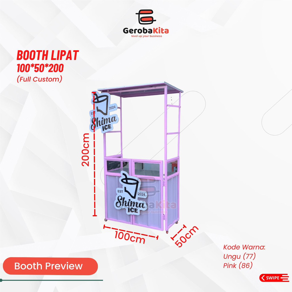 Booth Lipat 100x50x200 Custom Atap