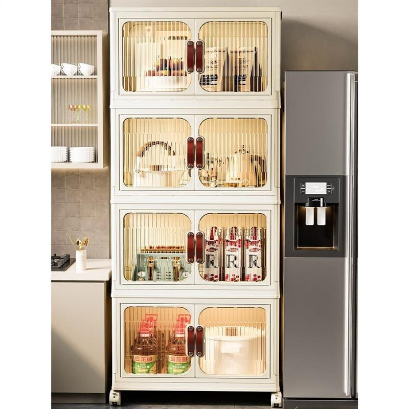 Lemari Plastik Susun Lemari Lipat Transparan Etalase Makanan Lemari Dapur Estetik Minimalis Dengan R