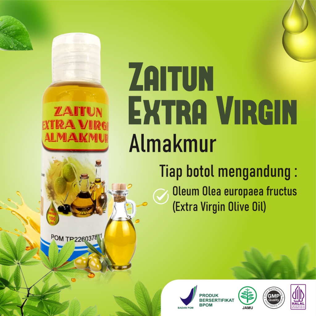 

Zaitun Extra Virgin Olive Oil 100ml - Minyak Zaitun Murni Almakmur