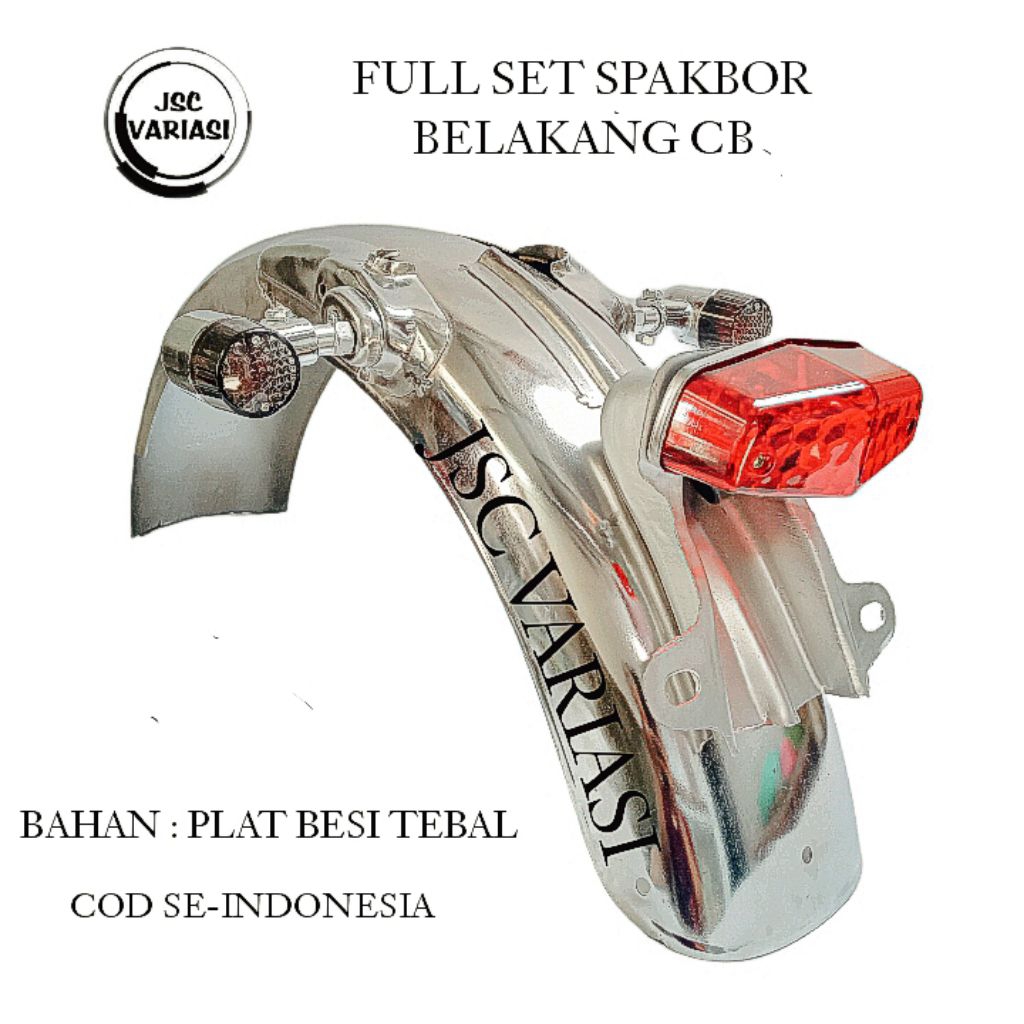 Spakbor Belakang CB 100/125 Plus Stoplamp Model BSA dengan Lampu Sein dan Pangkon V80
