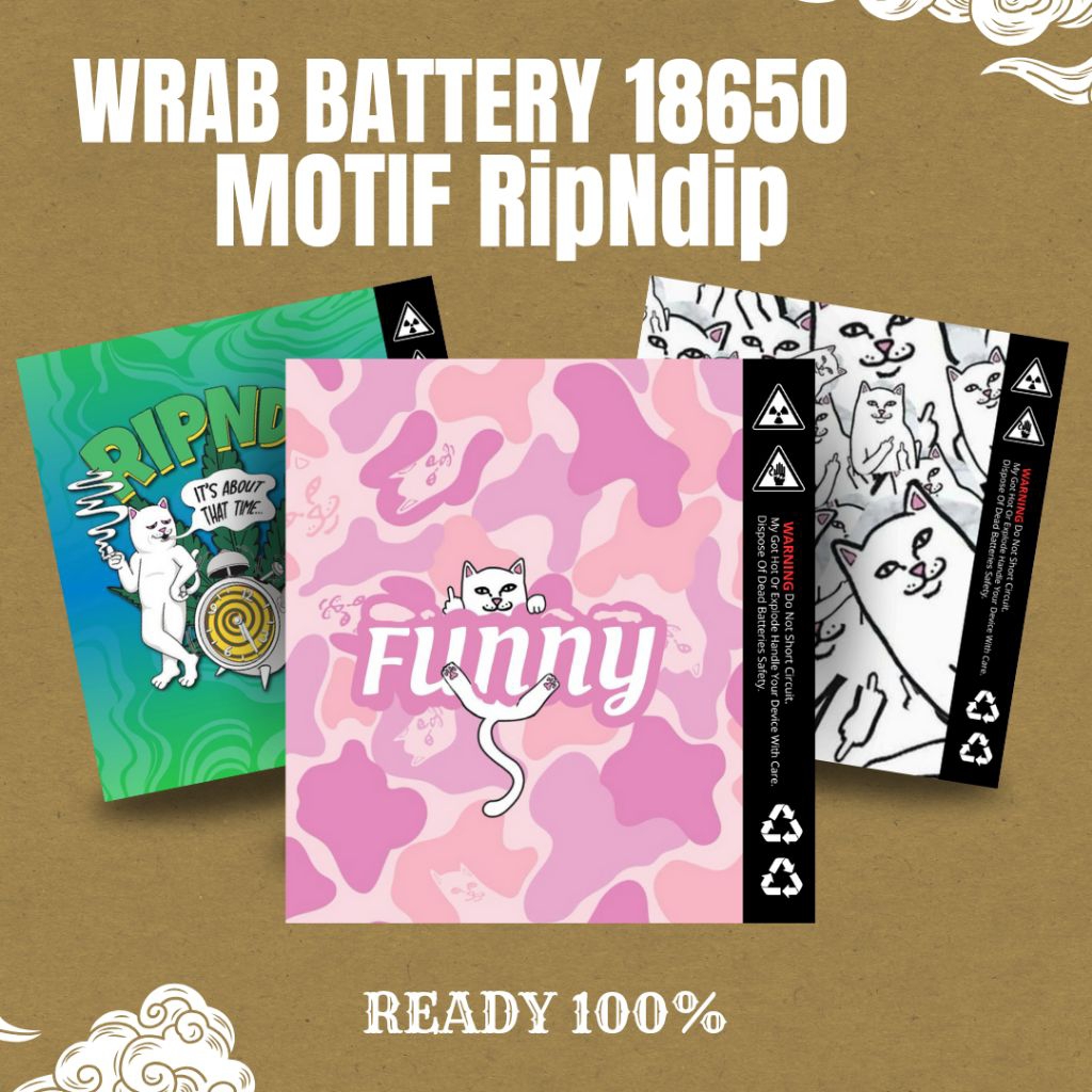 

Stiker Wrap Baterai 18650 Full Motif V2 Kucing RipNdip - Untuk Melindungi Baterai