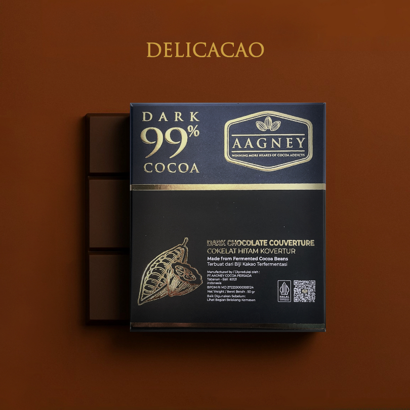 

Aagney Chocolate Couverture Dark 99% Cocoa 50gr | Cokelat Bali - Delicacao Bali