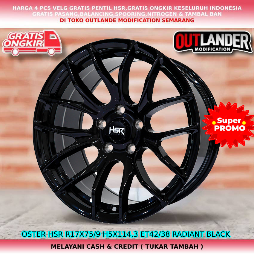 velg racing ring17 warna hitam untuk mobil CRV New CRZ Edix Elysion HRV NSX dll hsr oster ring17