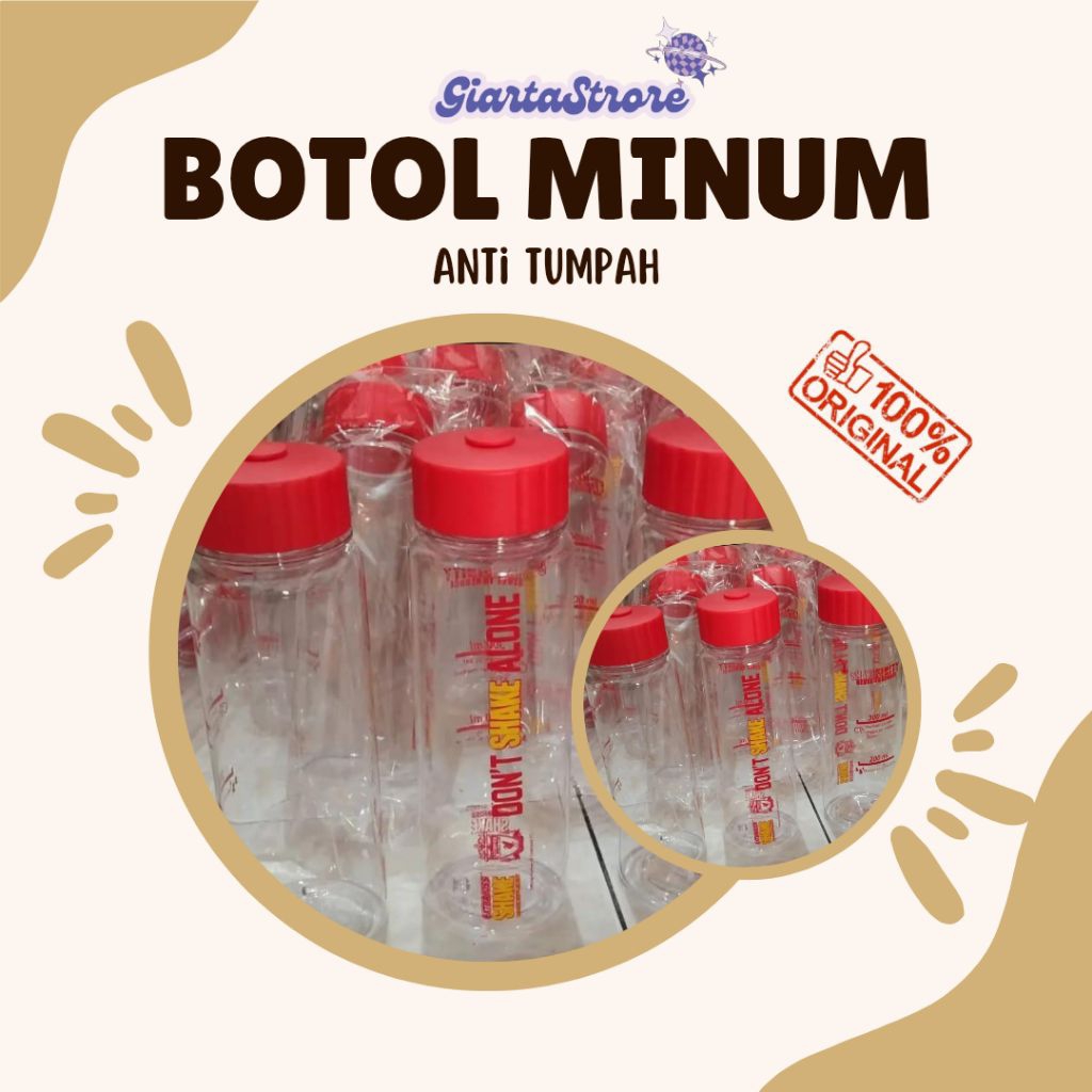 Botol Minum Plastik Kekinian/Botol Minum Anak SD/Botol Minum Anti Tumpah