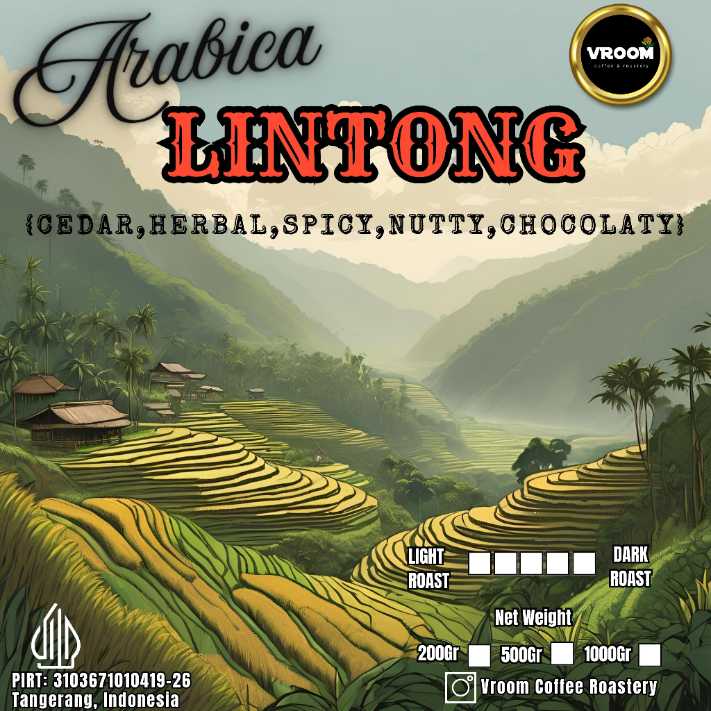 

Coffee Arabica Lintong Sumatera Roasted Bean Arabika Biji Matang Bubuk 200Gram