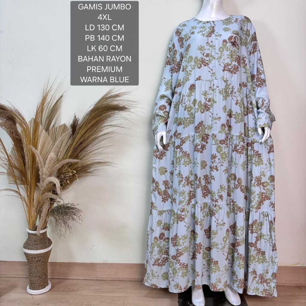 Gamis Jumbo Ld 130 Cm Motif Bunga Kekinian - Bianca Dress