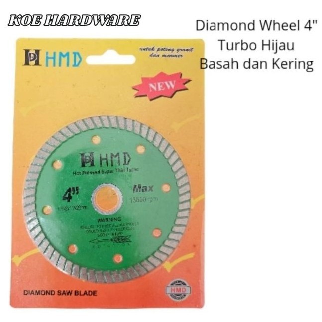 KoeHardware - Diamond Wheel 4" Turbo Basah Kering HMD/Mata Pisau Potong Keramik 4" Basah Kering