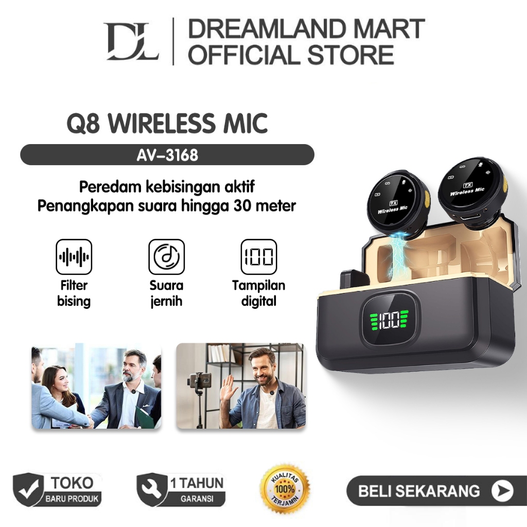 DL Q8 Wireless Clip on Mic Microphone Dual Mikrofon Wireless Mikrofon hp Lavalier Microphone wireles