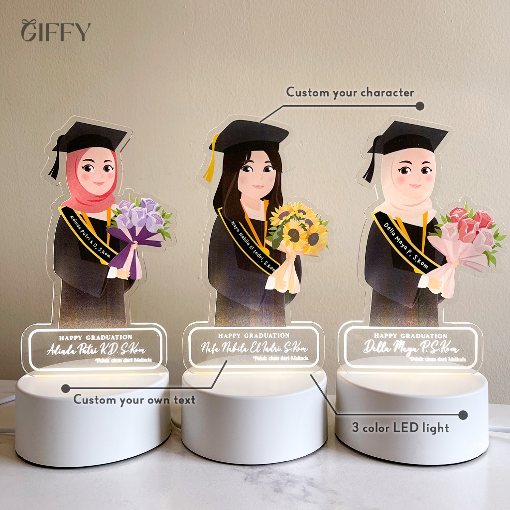 [GIFFY] Joy Lamp - Lampu Acrylic Custom Wisuda Graduation Kelulusan Kuliah Sahabat Gift Hampers