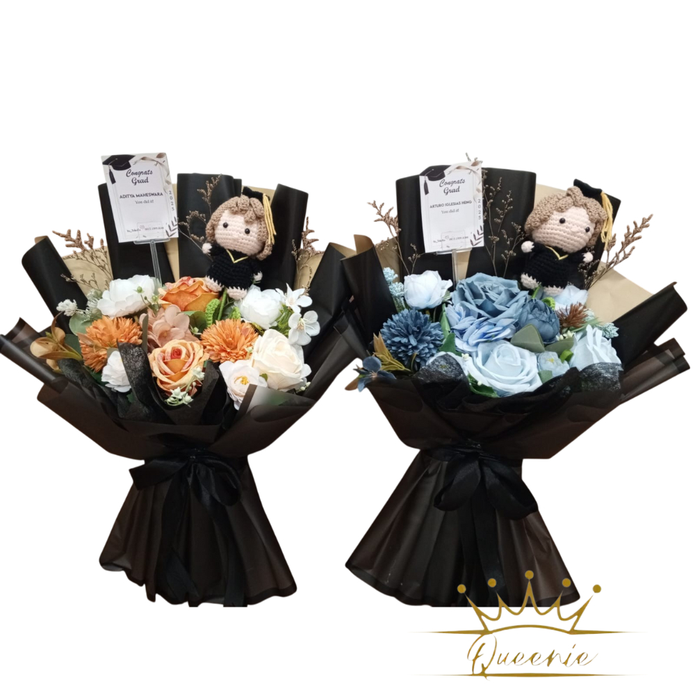 Buket Bunga Boneka | Buket Boneka Rajut Graduation | Bucket Flower Boneka Rajut Wisuda