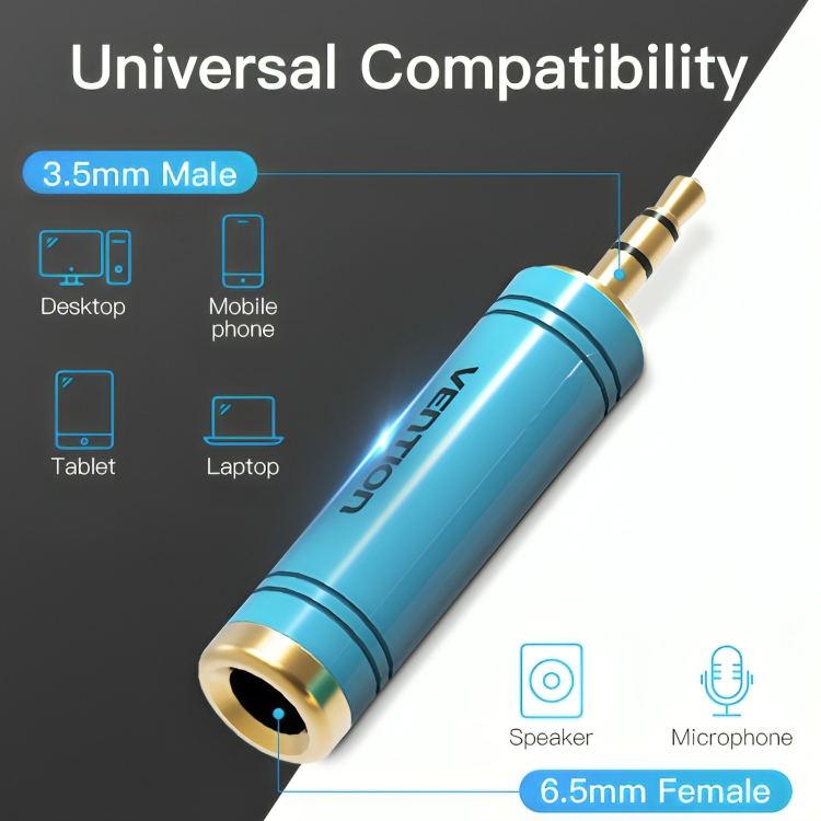 VENTION Converter Adaptor Akai 6.5mm Female To Jack Aux 3.5mm Stereo / Konektor Akai To Aux To Akai