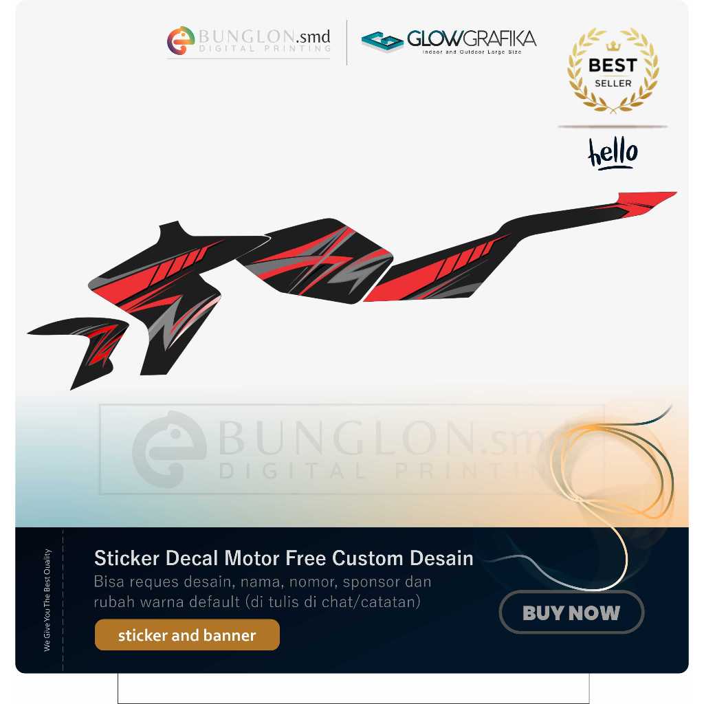 DECAL STIKER MOTOR CUSTOM YAMAHA NEW VIXION EDISI MERAH