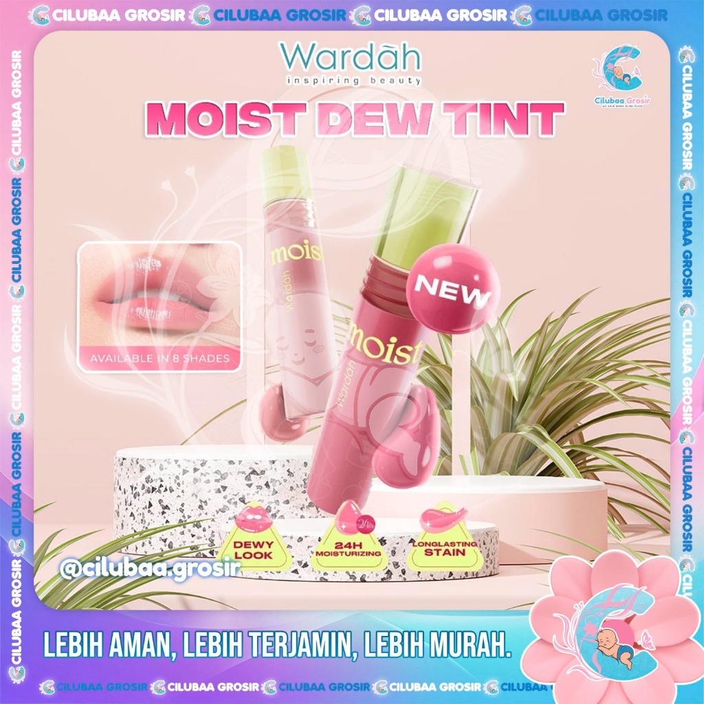 WARDAH Moist Dew Tint 3g || Liptint yang Mengadung Oatmilk dan Pentavitin || Bibir Lembab Glossy