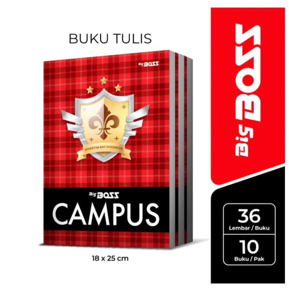 BIG BOSS Campus Buku Tulis 36 / 50 / 70 Lembar (Isi 10 Buku) - BIGBOSS Notebook Sekolah Murah