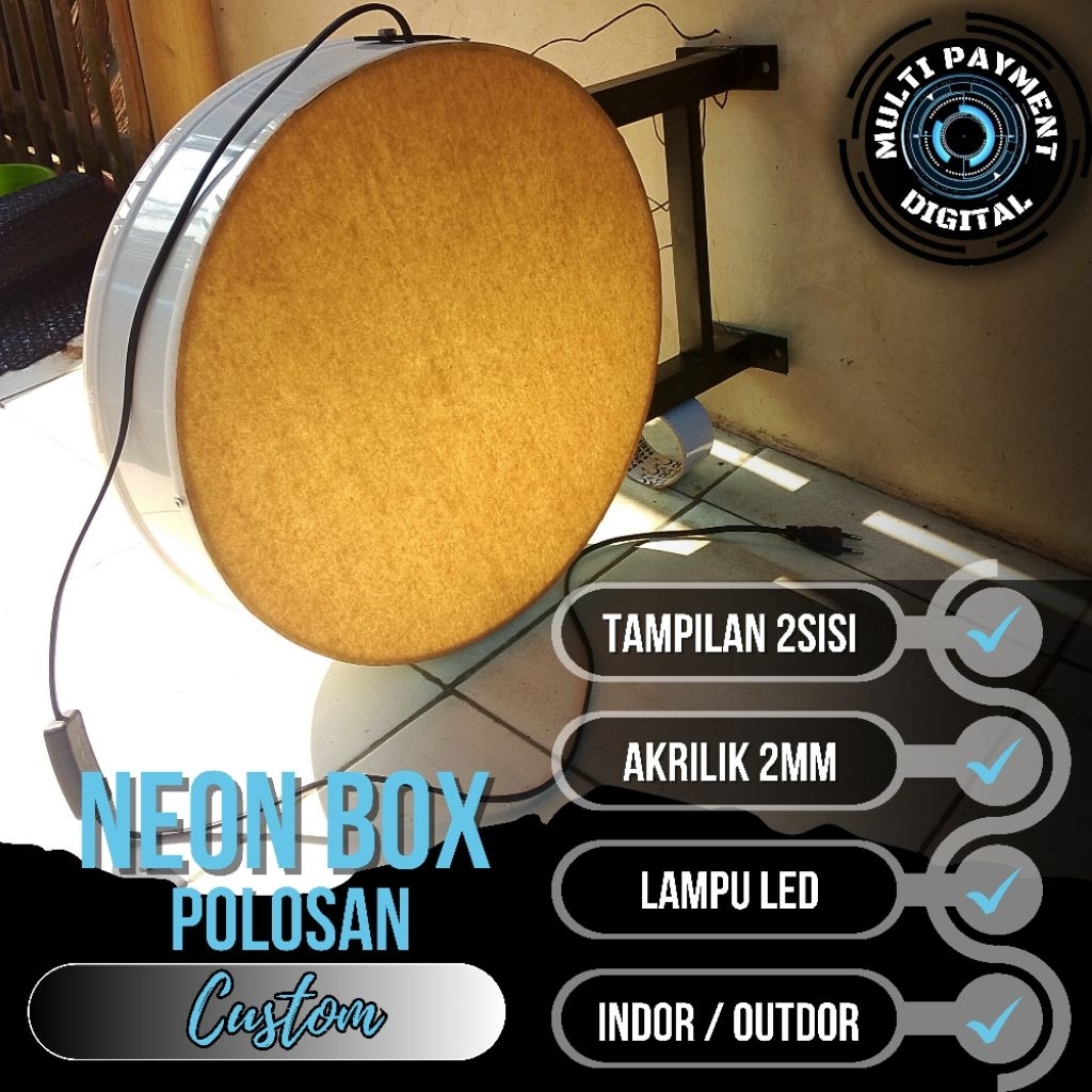NEON BOX BULAT AKRILIK POLOSAN + BREKET