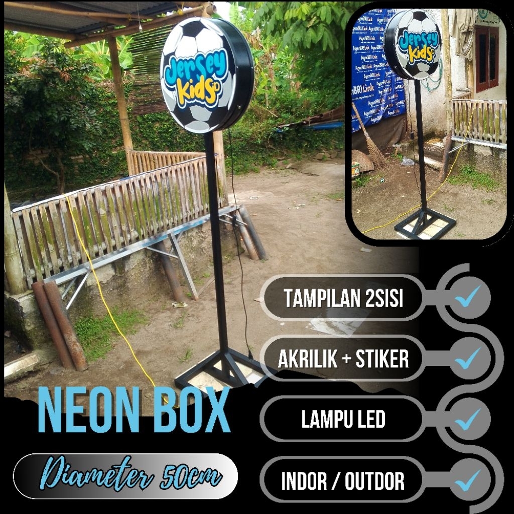 NEON BOX BULAT D50 AKRILIK+ TIANG