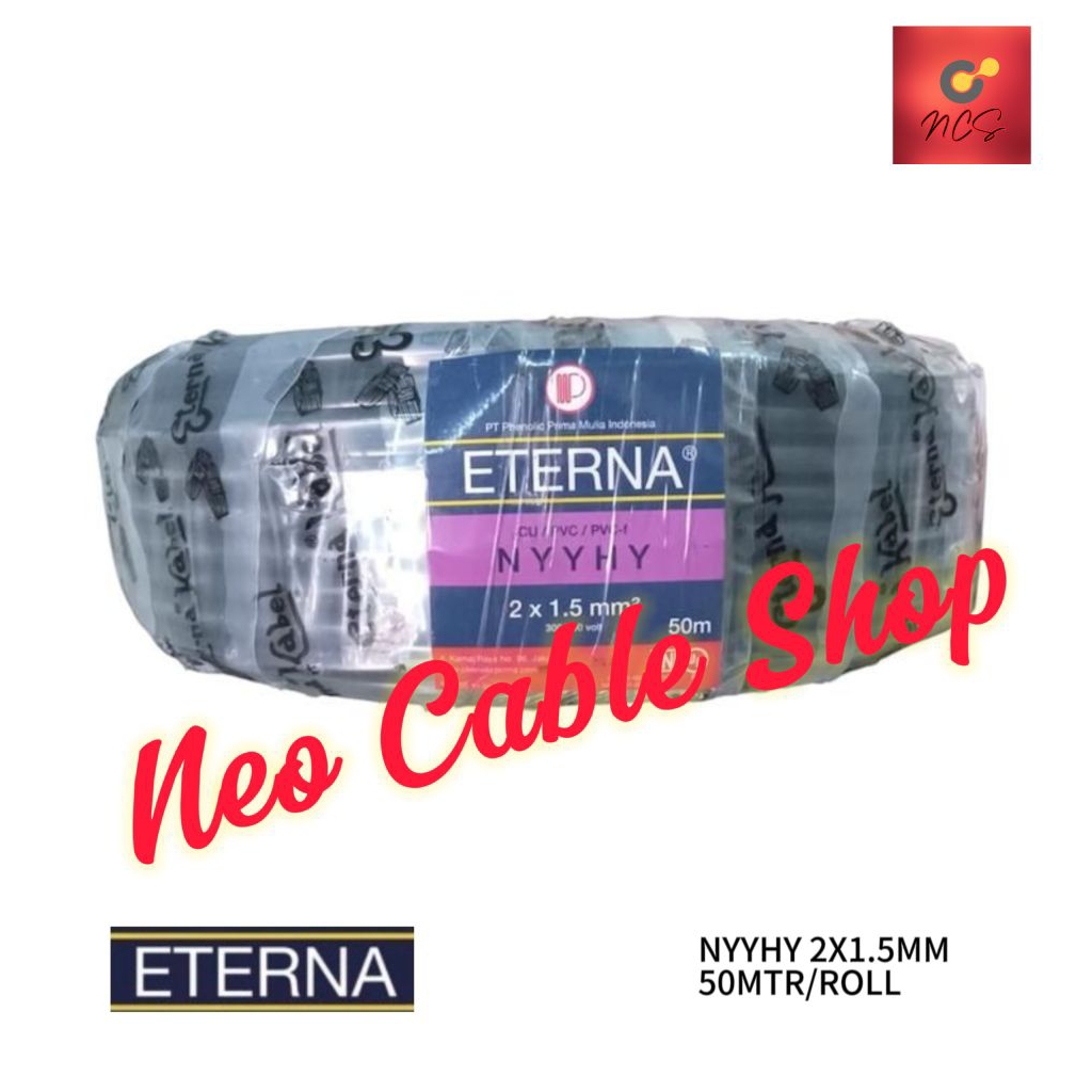 Kabel Eterna NYYHY 2X1.5 2X1,5 mm Rol 50 Meter