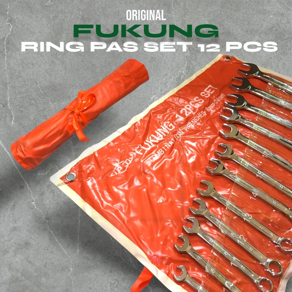 FUKUNG ASLI kunci ring pas set 8-24 FUKUNG 12 pcs asli shanghai