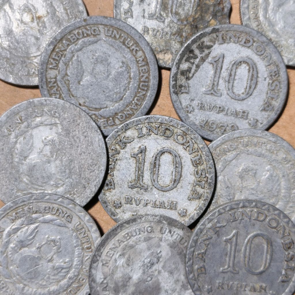 Jelek koin Rp 10 Rupiah Tahun 1979 Tabanas putih uang Kuno logam Indonesia