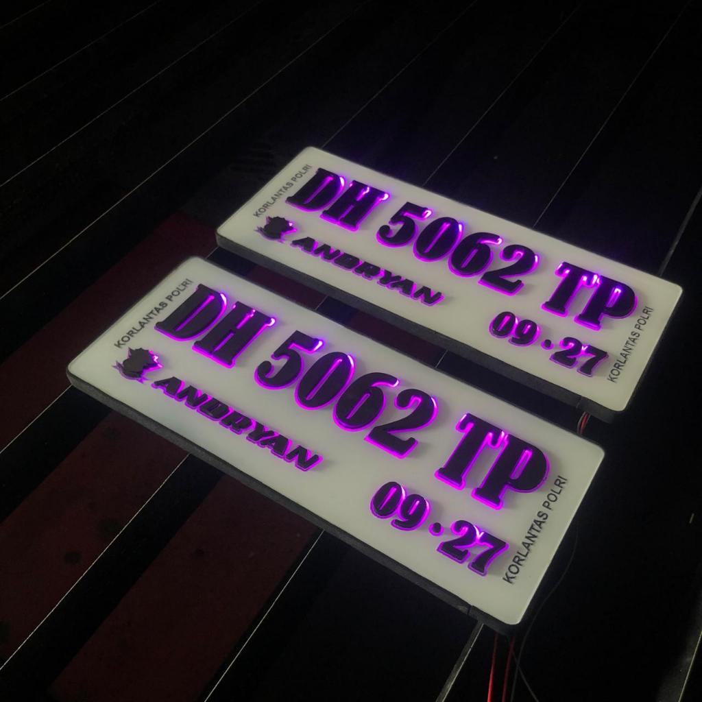 Plat Nomor Motor Akrilik Timbul Custom Led Baut Tanam Keren Murah / Plat Nomor Akrilik Timbul