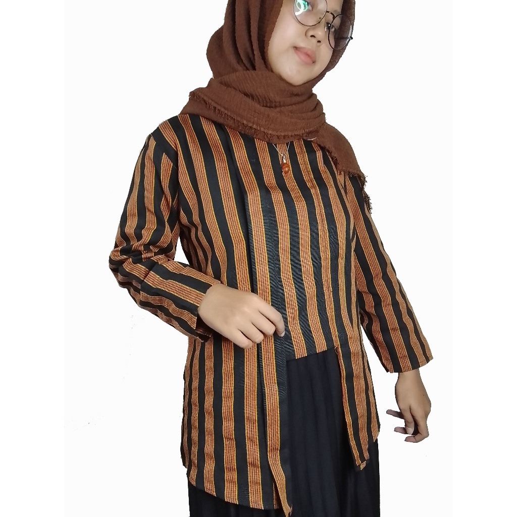 Kebaya Lurik Surjan Wanita Dewasa Adat Jawa – Kutu Baru Lengan Panjang Kain Tenun
