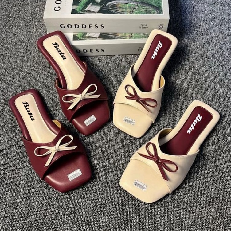 Baru  Sandal Wanita Bata sendal platfrom sendal teplek Kekinian flat shoes pita