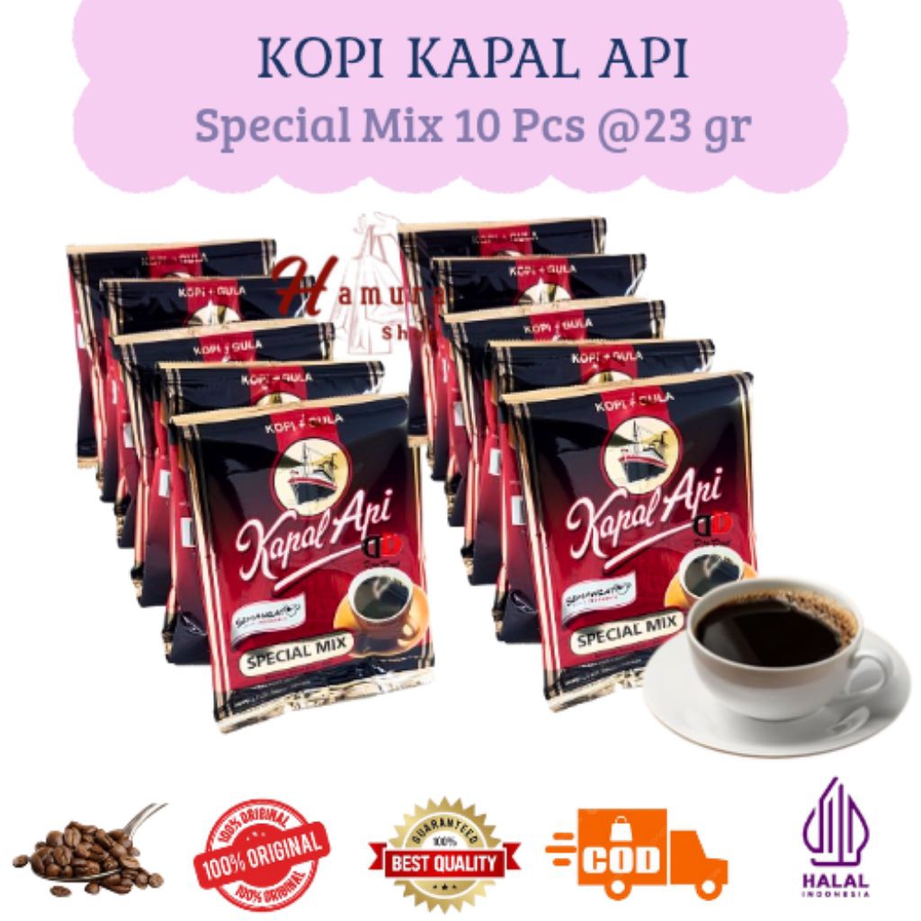 

Kopi Kapal Api Special Mix Kopi + Gula Renceng Isi 10 Pcs x 23gr Harga Hemat