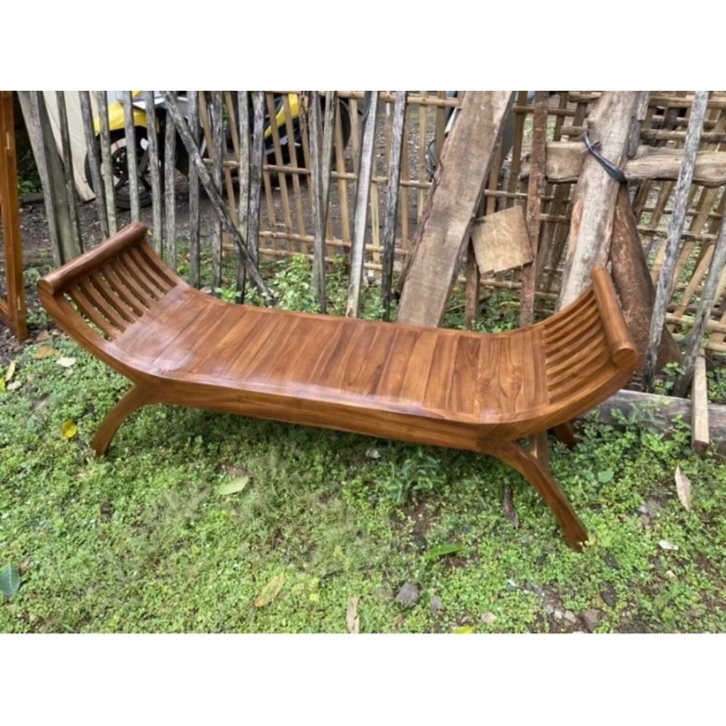 BANGKU YUYU PANJANG FURNITURE JATI | KURSI YUYU KAYU JATI