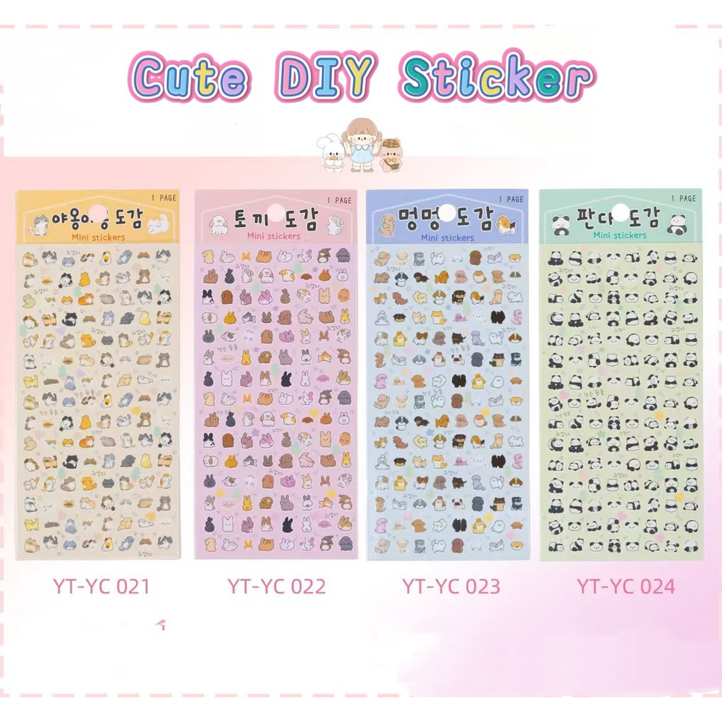 

PROMO CUTE ANIMAL KAWAII MINI STICKER SHEETS PANDA CAT BUNNY DOG TEMPELAN DIARY DIY LABEL STICKER