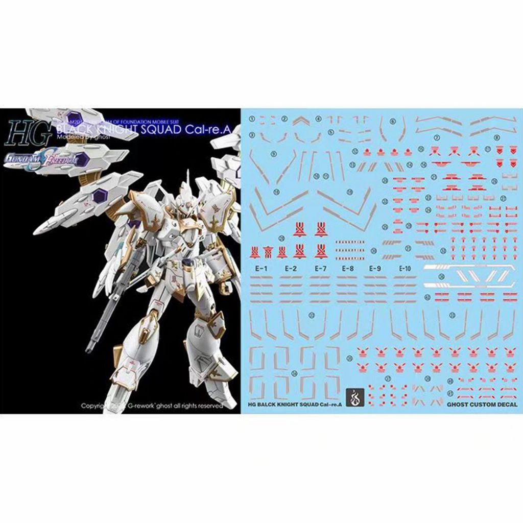 HG 1/144 BLACK KNIGHT SQUAD CAL-RE.A WATER GHOST CUSTOM DECAL